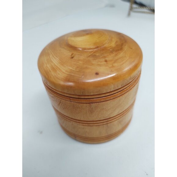 Vintage Wood Hand Turned & Carved Trinket Boxes Set of two - Picture 12 of 12